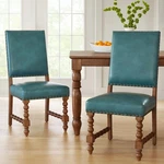 Pioneer Woman Farmhouse Dining Chairs Set Of 2 Turquoise Faux Leather Armless New. Price: $259.92.