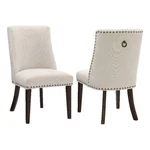 Linon Hale Set Of Two Dining Chairs Beige Fabric Upholstery Espresso Wood Legs New. Price: $297.25.