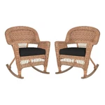 Jeco Wicker Rocker Chair In Honey With Black Cushion (set Of 2) New. Price: $374.66.