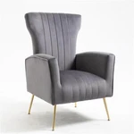 Carolina Classics Cela Gray Velvet Upholstered Wingback Chair With Gold Legs New. Price: $190.33.