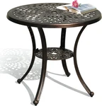 Dwvo 30 Inches Round Patio Dining Table With Umbrella Hole, Antique Cast Aluminu New. Price: $129.43.