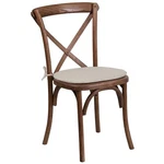 Flash Furniture Hercules Series Cross Back Chair With Cushion In Pecan New. Price: $182.99.