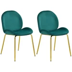 Costway Set Of 2 Velvet Accent Chairs Dining Side W/gold Metal Legs Green New. Price: $79.99.