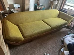 Vintage Adrian Pearsall Style Mid Century Modern Walnut Gondola Sofa Used. Price: $2300.00.