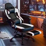 Fumahaus Adjustable Ergonomic Gaming Chair With Footrest Modern Pu Leather Swive New. Price: $133.50.