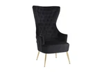 Destiny Modern Accent Chair Velvet Upholstered Gold-tone Leg High Backrest Black New. Price: $595.00.
