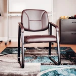Global Industrial Reception Chair Vinyl Upholstered Burgundy New. Price: $168.22.