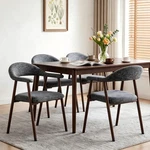 Dining Chairs Set Of 4 Linen Fabric Curved Backrest Grey Dumos Upholstered Side New. Price: $299.99.