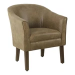 Homepop Transitional Wood And Faux Leather Barrel Accent Chair In Brown New. Price: $314.99.