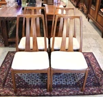 Set Of 4 Mid Century Nathan Teak Dining Chairs Upholstered Used. Price: $1600.00.