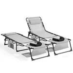 Tanning Chairs Set Of 2 Folding 5 Position Reclining Teslin Unovivy Face Hole New. Price: $209.99.