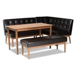 Baxton Studio Arvid Dark Brown Faux Leather 4-PIECE Wood Dining Nook Set New. Price: $919.22.