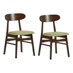 Benjara Bev 20" Set Of Dining Chairs- Green Cushions- Dark Brown Rubberwood New. Price: $191.99.