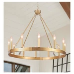 31.5" 12-LIGHT Gold Wagon Wheel Chandelier Farmhouse For Dining Living Foyer New. Price: $95.00.