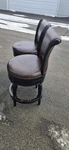 Frontgate Bar Stools - Set Of 2 Leather & Solid Wood Swivel Used. Price: $350.00.