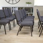 Flash Hercules 18.5''W Church Chair, Dark Gray Fabric/book Rack New. Price: $94.99.