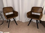 Homy Casa Upholstered Swivel Dining Chairs Set Of 2, Brown, Metal Base, Armrest New. Price: $125.00.