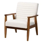 Baxton Studio Stratton Cream Boucle Fabric And Walnut Brown Wood Armchair New. Price: $252.17.