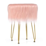 Costway Faux Vanity Chair Makeup Stool Furry Padded Seat Round Ottoman Pink New. Price: $44.99.