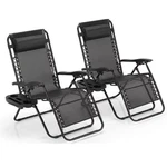 2-PACK Zero Gravity Chair 300LB Patio Beach Pool Recliner Pillow Cup Black New. Price: $63.99.
