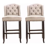 Benjara Button Tufted Upholstered Wooden Bar Chair- Beige & Black/set Of 2 New. Price: $383.99.