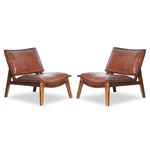 Home Square 2 Piece Mid Century Modern Leather Accent Chair Set In Cognac Tan New. Price: $1311.98.