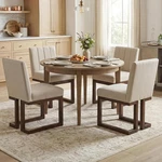 Wooden Dining Chairs Set Of 4, Farmhouse Fabric Upholstered New. Price: $289.99.