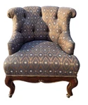 Marge Carson Boudoir Lounge Accent French Tuffed Wingback Armchair Regency Used. Price: $1699.00.