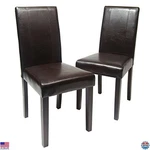 Set Of 2 Urban Style Solid Wood Leatherette Padded Parson Chairs, Brown New. Price: $156.79.