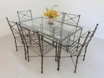 Pier 1 Midici Wrought Iron Dining Table Pewter Patina 6 Chairs Indoor Outdoor Used. Price: $470.00.