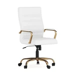 Whitney Mid-back White Leathersoft Executive Swivel Office Chair With Gold Fr... New. Price: $145.00.