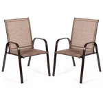 Costway 2PCS Patio Outdoor Dining Chairs W/ Armrests Steel Frame, Brown, Fs New. Price: $46.19.