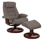 Fjords Mustang Large Recliner Comfort Chair Granite Leather With Chocolate Wood New. Price: $1895.00.