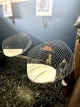Pair Knoll "style" Harry Bertoia Diamond Chrome Lounge Chairs Mcm Used. Price: $399.95.