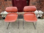 Vintage Chrome Chairs Acton Stacker Office Orange Mid Century Modern Mcm Used. Price: $222.30.