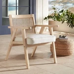 Zuma Beige Fabric Rattan Accent Chair New. Price: $239.98.