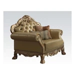 Acme Dresden Chair W/2 Pillows Bone Synthetic Leather & Gold Patina New. Price: $1425.79.