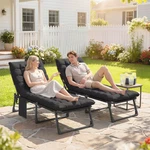 Outsunny Folding Chaise Lounge Chair Outdoor Set Of 2 W/ Cushion, Black New. Price: $159.99.
