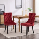 Set Of 2 Velvet Dining Chairs, Tufted, Solid Wood Legs, Burgundy Red New. Price: $159.99.
