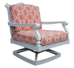 Frontgate Aluminum Glen Isle Swivel Lounge Cushion Chair Geometric Peach 48012 Used. Price: $851.00.
