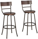 Langdon 29" Wood And Bronze Metal Swivel Bar Stools Set Of New. Price: $299.96.