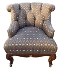 Marge Carson Boudoir Lounge Accent French Tuffed Wingback Armchair Regency Used. Price: $1699.00.
