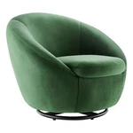 Modway Buttercup Performance Velvet Swivel Chair In Black/emerald Green New. Price: $553.02.