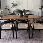 Set Of 2 Boho Weave Dining Chairs, Mid-century Modern Solid Wood Kitchen New. Price: $199.99.