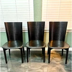 Postmodern Calligaris Italian Designer Dining Chairs Set Of 3 Wood & Leather Used. Price: $1700.00.