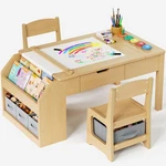 Jocoevol 5-IN-1 Kids Art Table And Chairs With Paper Roll Holder New. Price: $259.99.