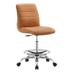Modway Ripple Vegan Leather And Metal Armless Drafting Chair Silver/tan New. Price: $174.99.