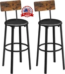 Taburetes De Con Respaldo Bancos Para Barra Cocina Sillas Negro 2 Set New. Price: $186.83.
