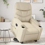 Stand Up Massage Recliner Chair Cream Faux Leather New. Price: $485.45.