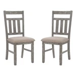 Linon Turino Set Of 2 Slat Back Upholstered Dining Chairs Weathered Gray Wood New. Price: $170.18.